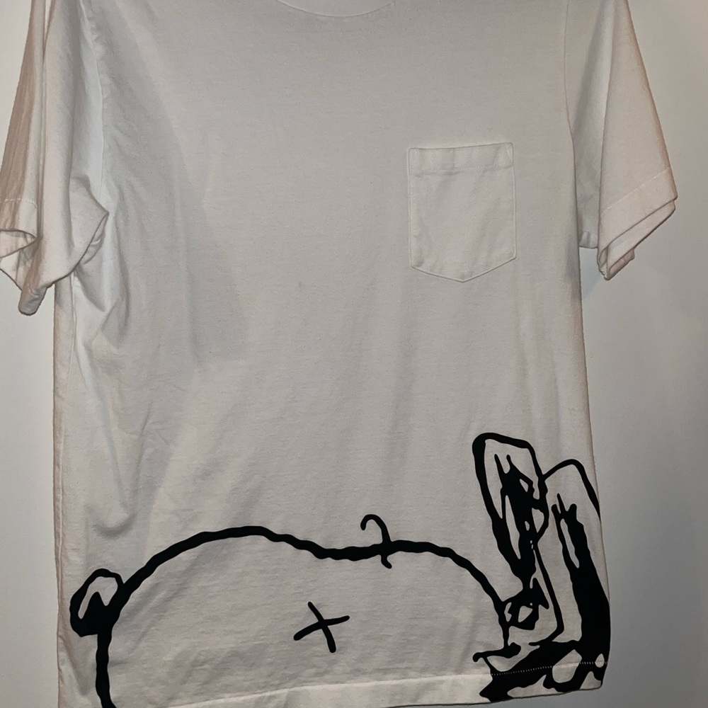 Uniqlo X Kaws collab Snoopy White Tee with Black Sketched Graphic